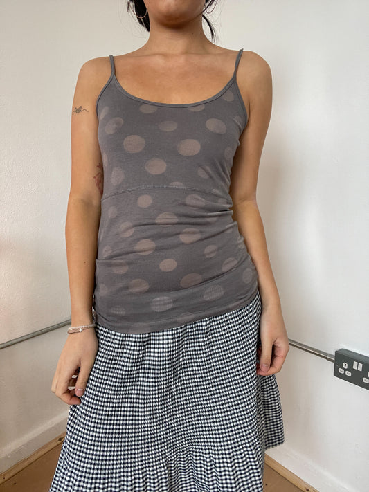 Grey patterned vest top