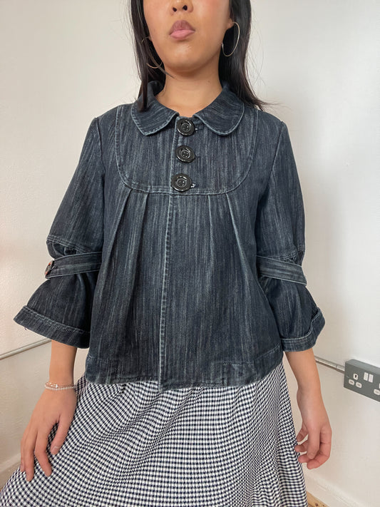 Denim a-line swing jacket