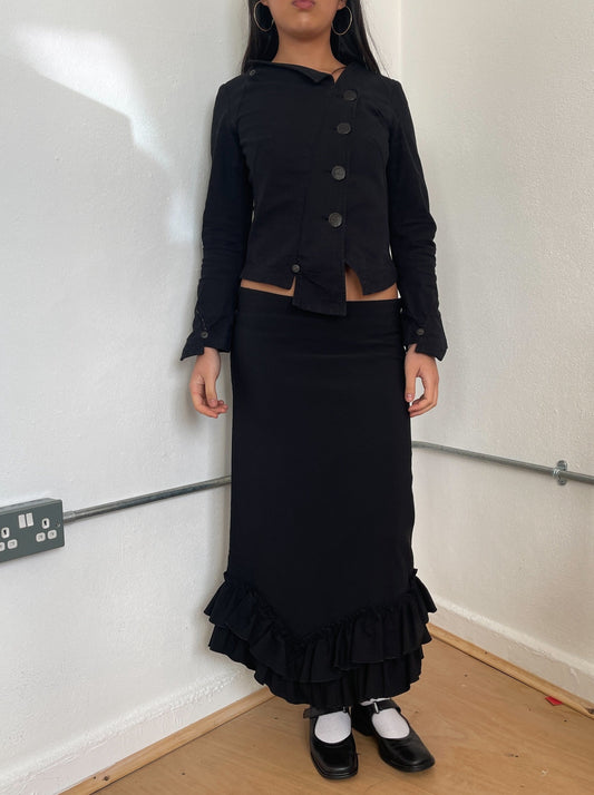 Black frilly maxi skirt