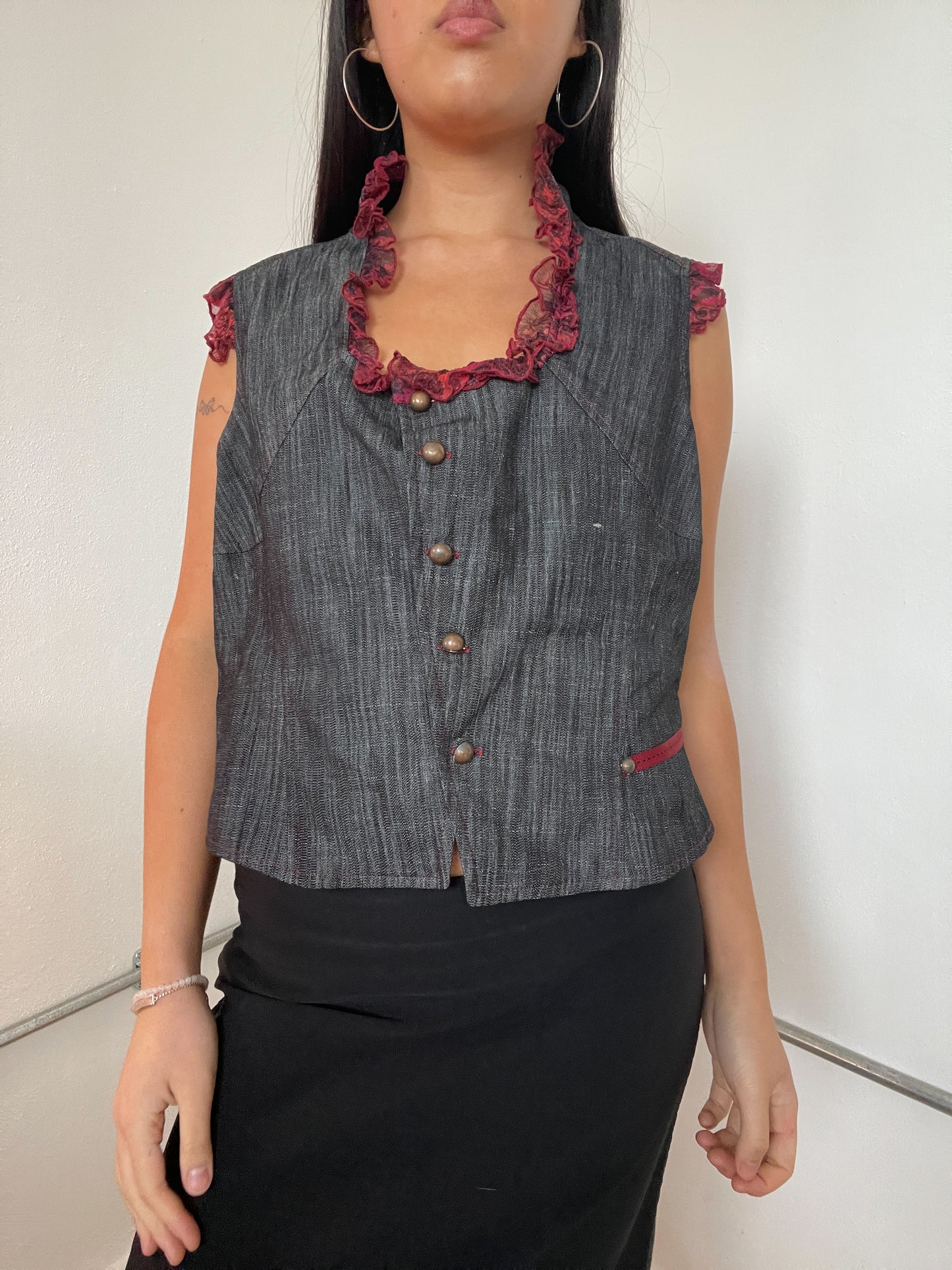 Denim waist coat jacket