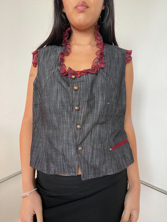 Denim waist coat jacket