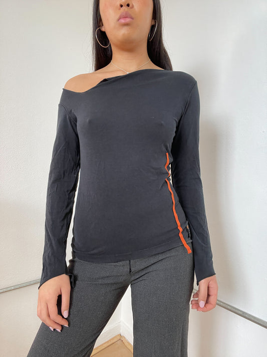 Cop Copine Black Off The Shoulder Long Sleeve Top