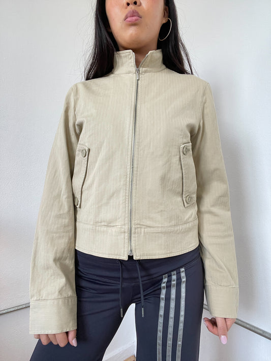 United colours of Benetton Light Cream Cargo Zip Up Utility Jacket