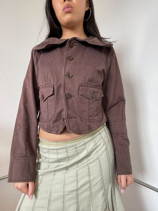 Brown Cropped Utility Jacket
