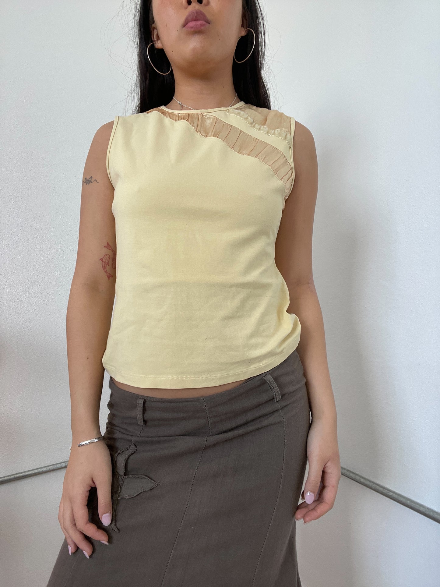 Baby Yellow Textured Vest Top