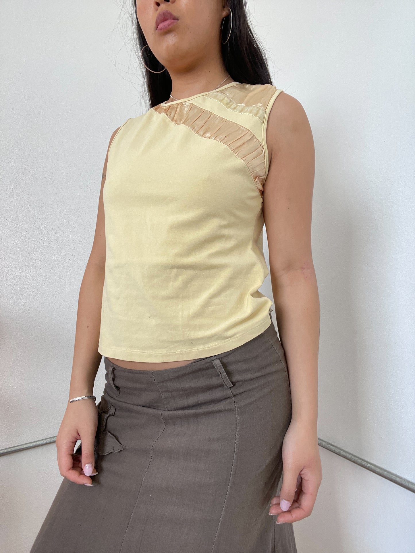 Baby Yellow Textured Vest Top