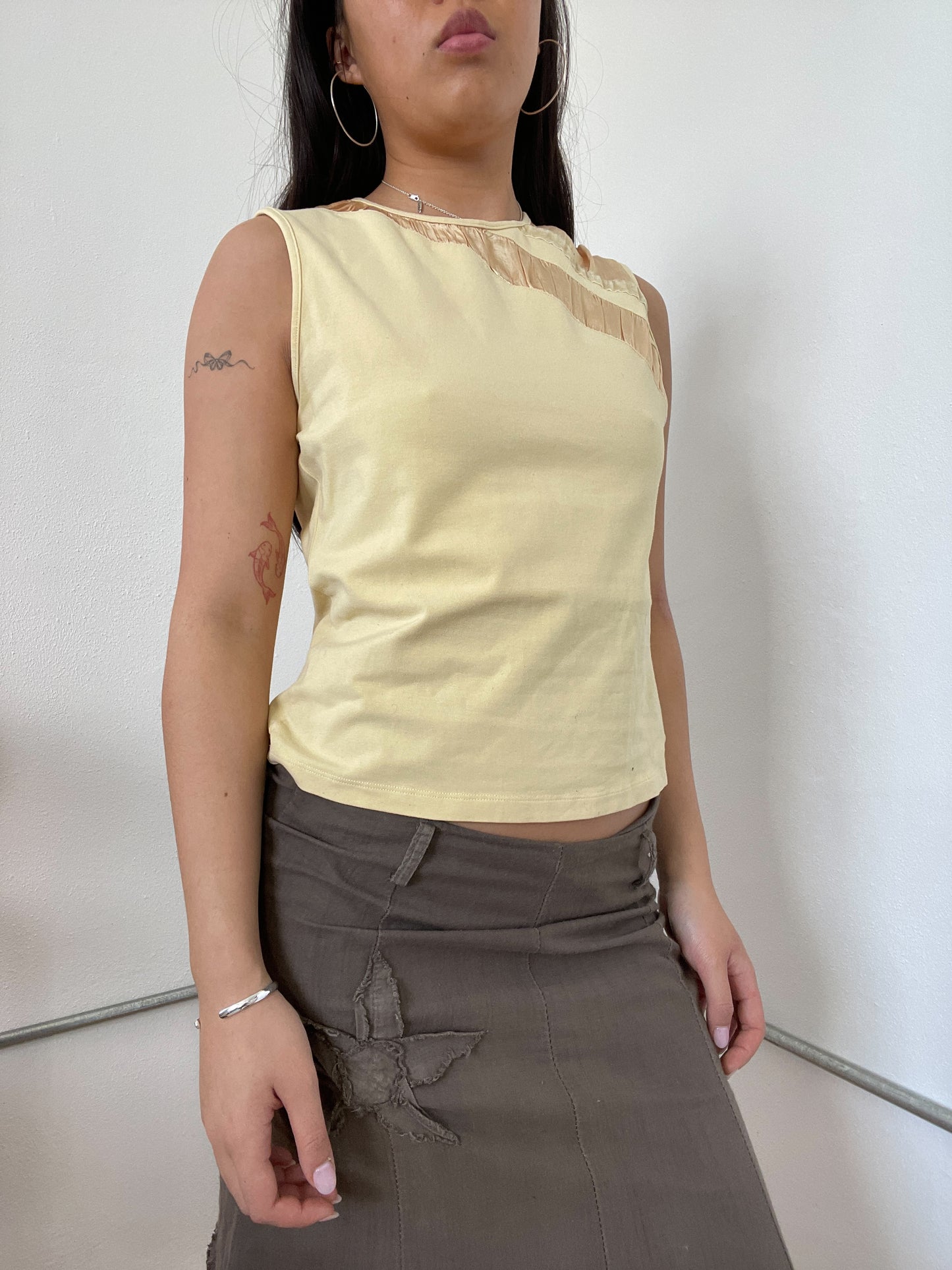 Baby Yellow Textured Vest Top