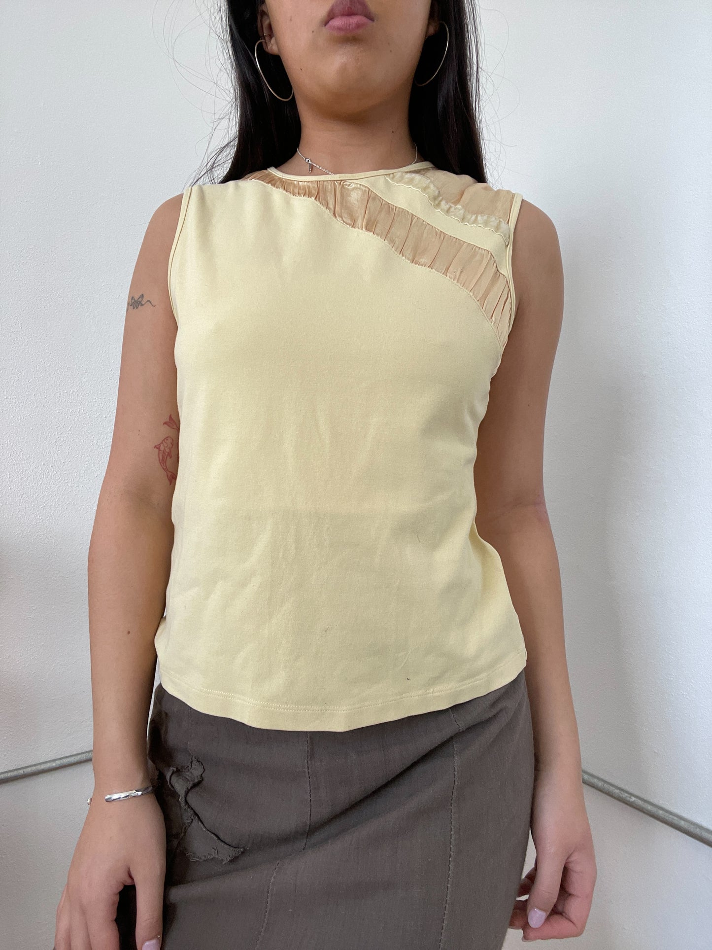 Baby Yellow Textured Vest Top