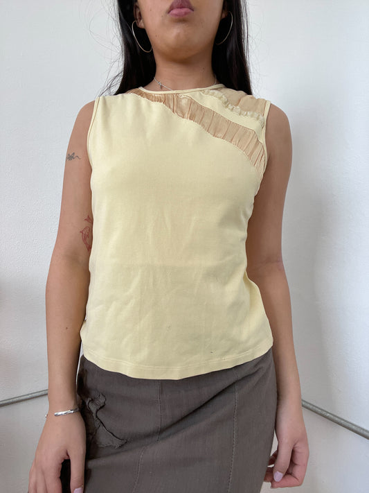 Baby Yellow Textured Vest Top