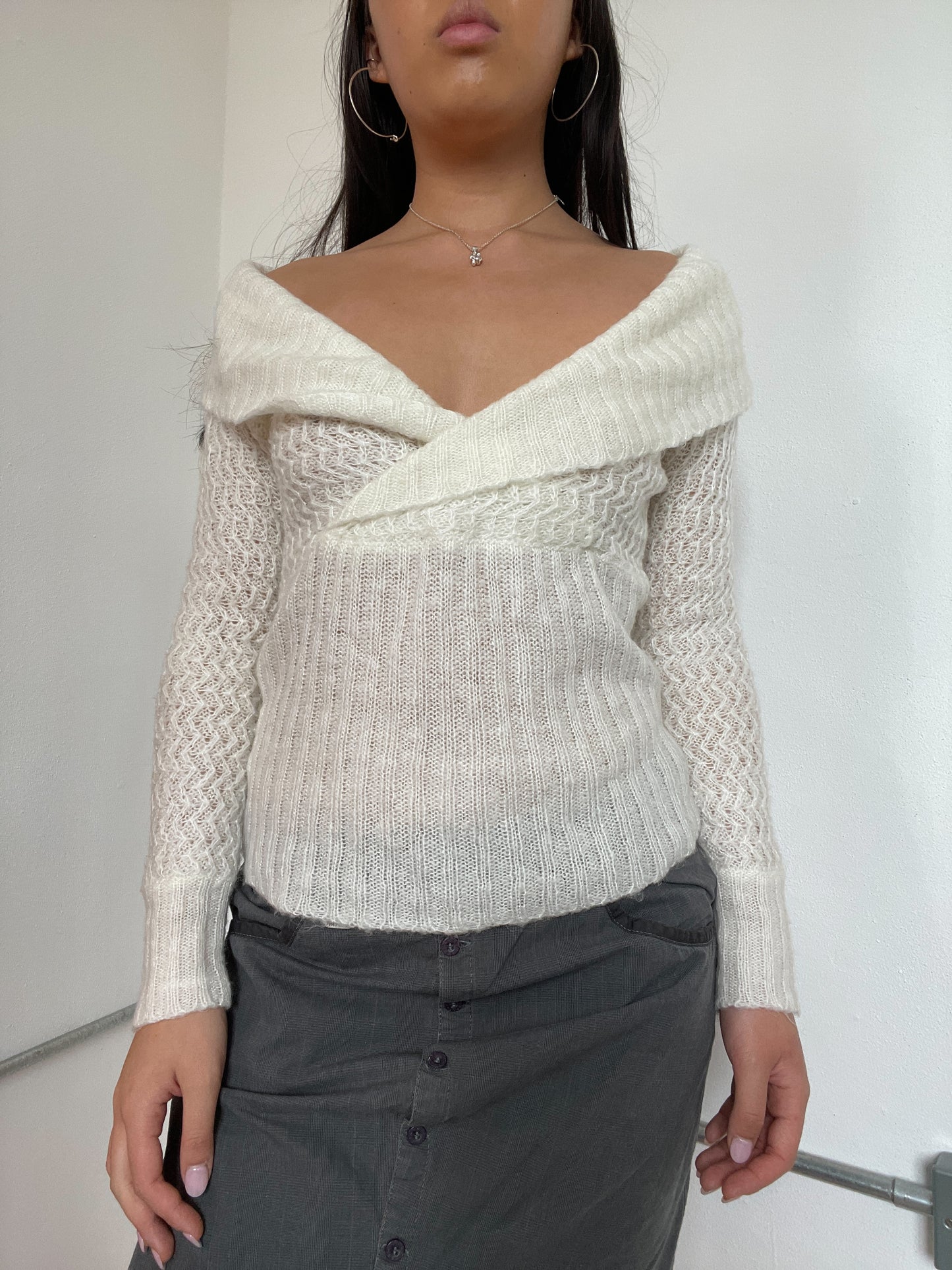 Off White bardot knit jumper