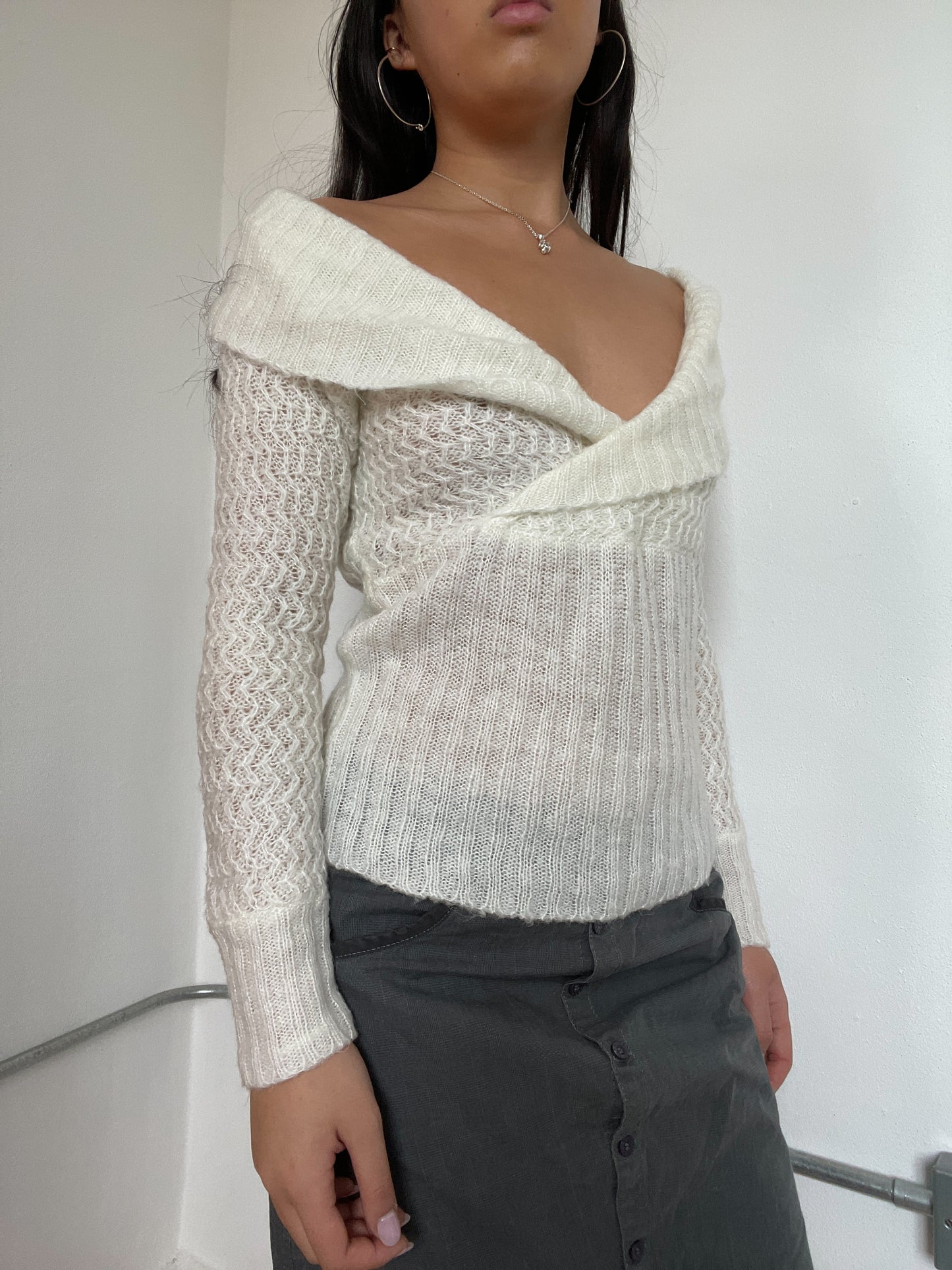 Off White bardot knit jumper