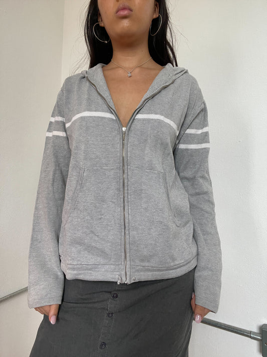 Grey Zip Up Track Hoodie