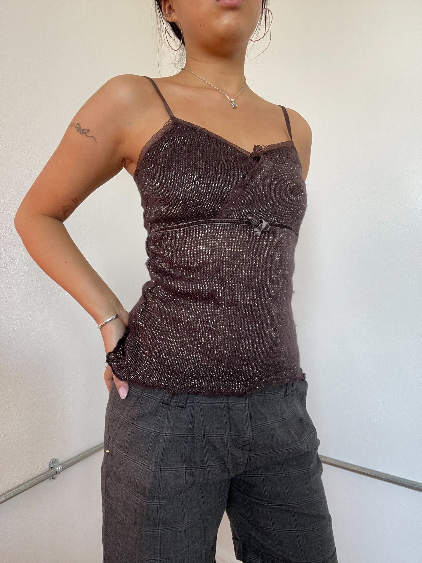 Brown Purple Shiny Cami Top