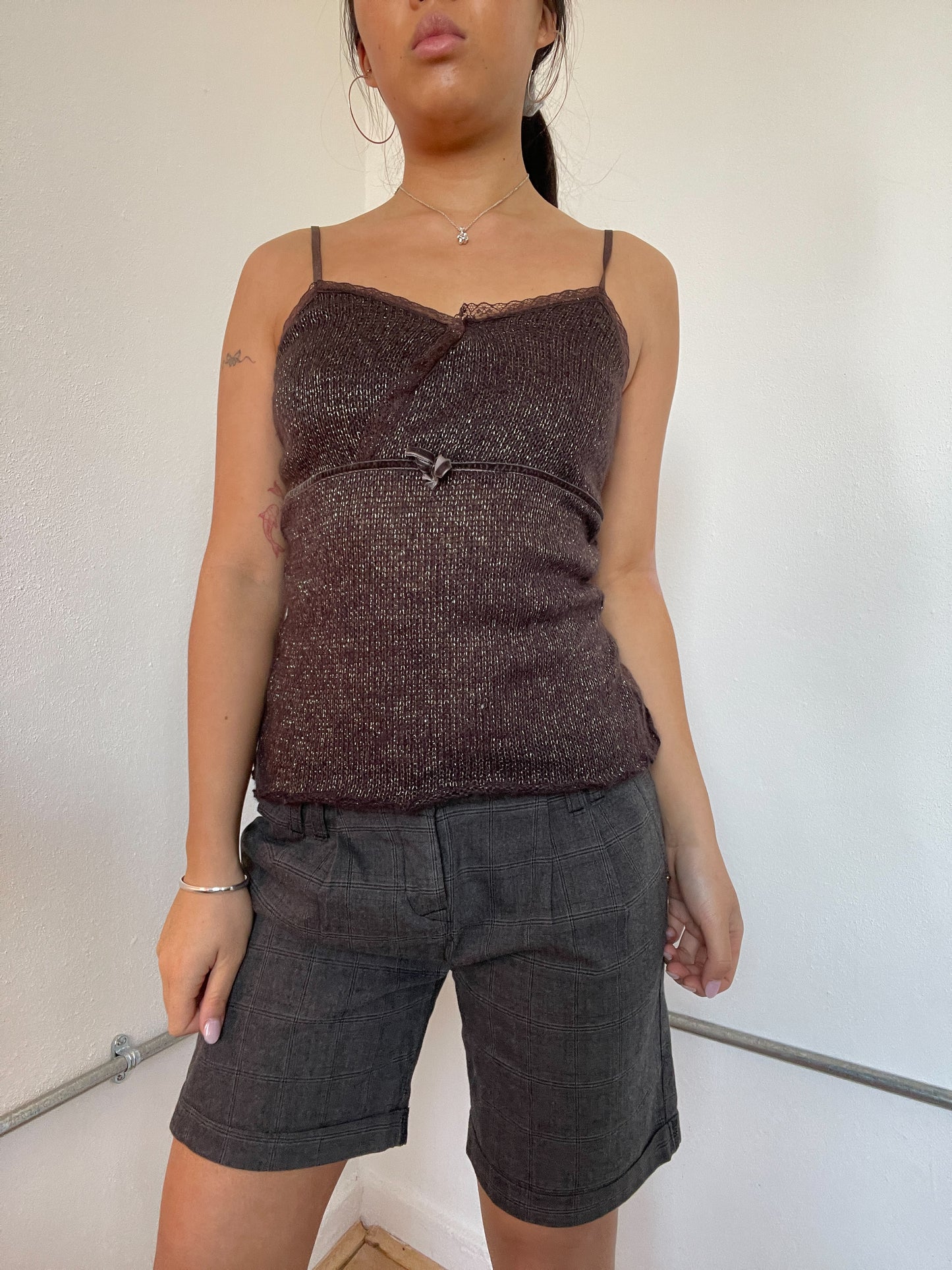 Brown Purple Shiny Cami Top