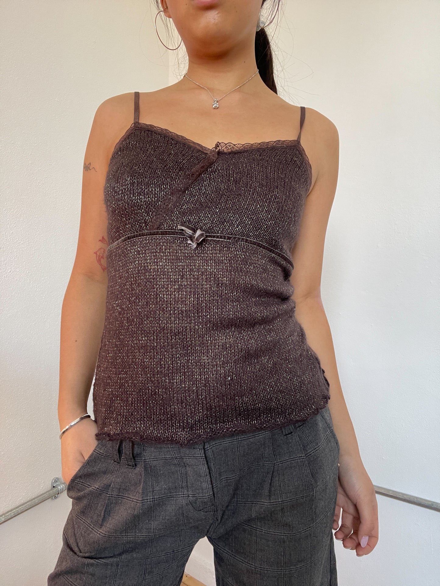 Brown Purple Shiny Cami Top