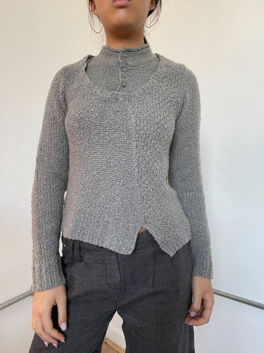 Light Grey Knit Layered Jumper