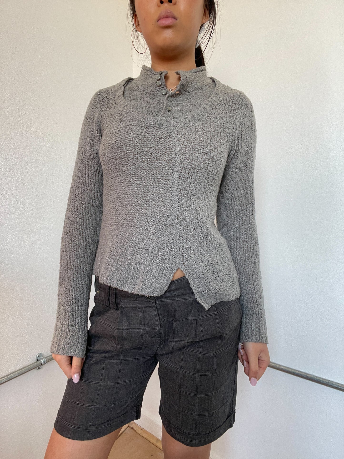 Light Grey Knit Layered Jumper