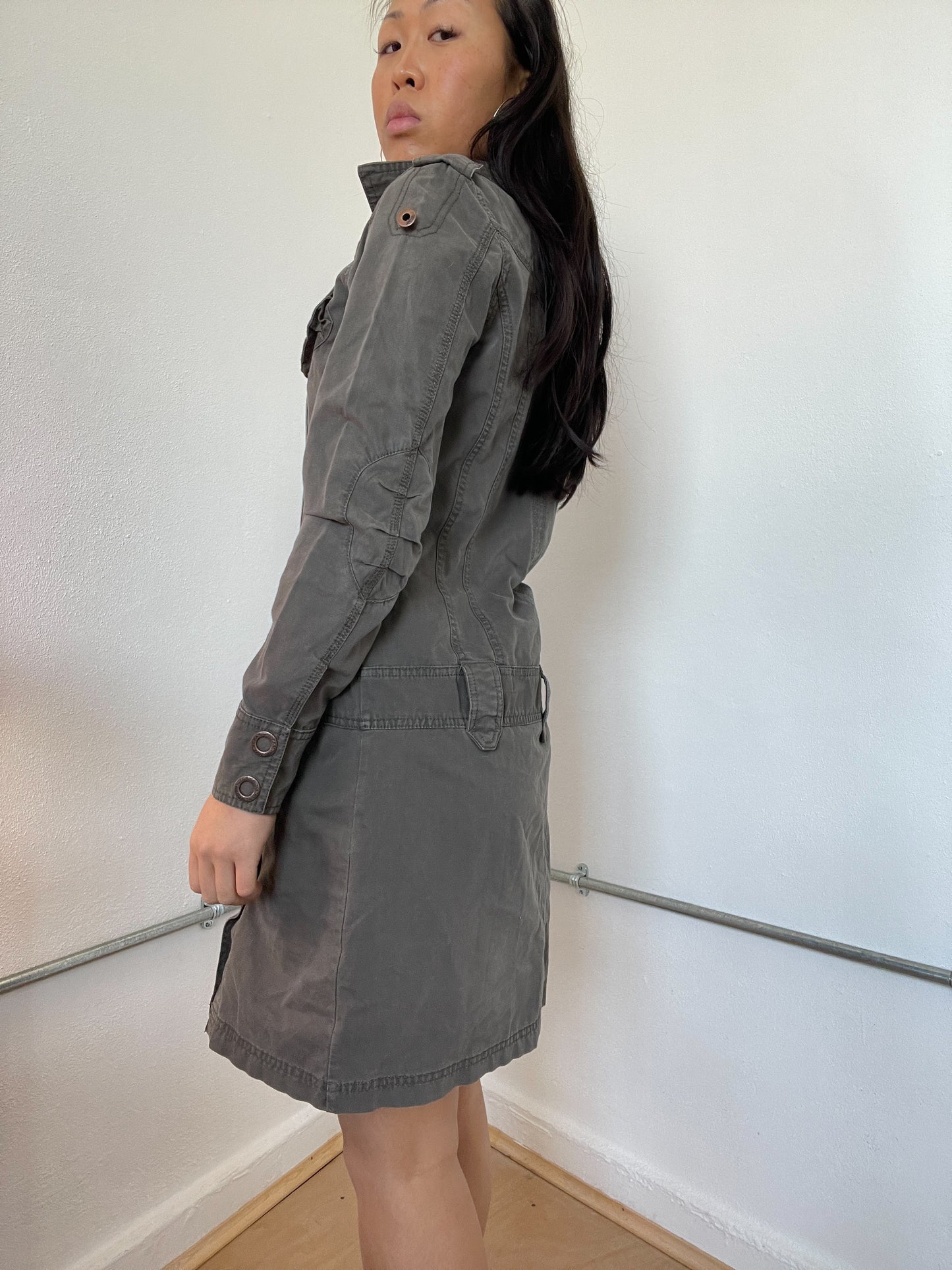 Khaki Green Cargo Utility Dress