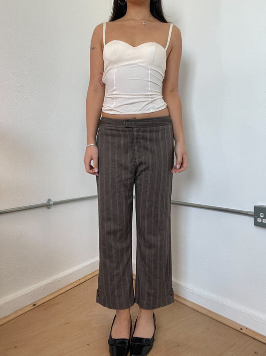 Brown Pinstripe Capris