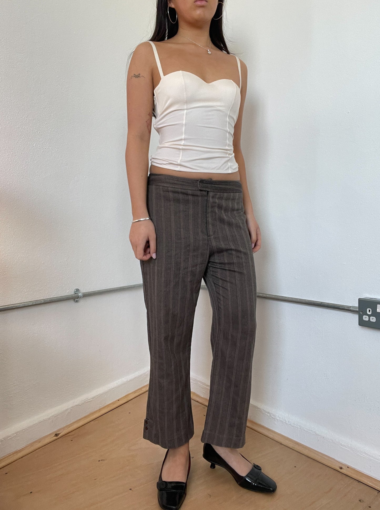 Brown Pinstripe Capris