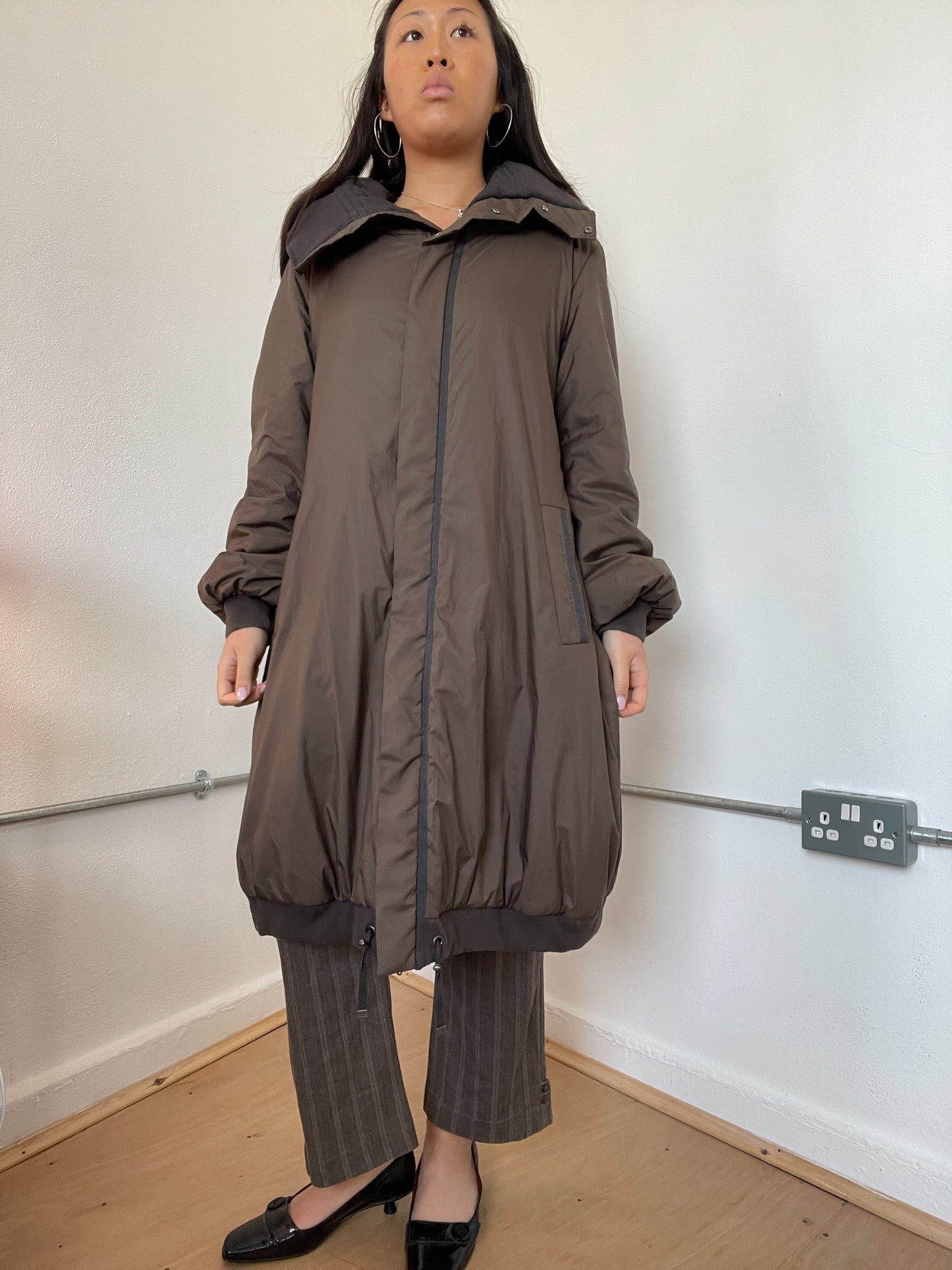 Brown A-Line Balloon Cop Copine Coat