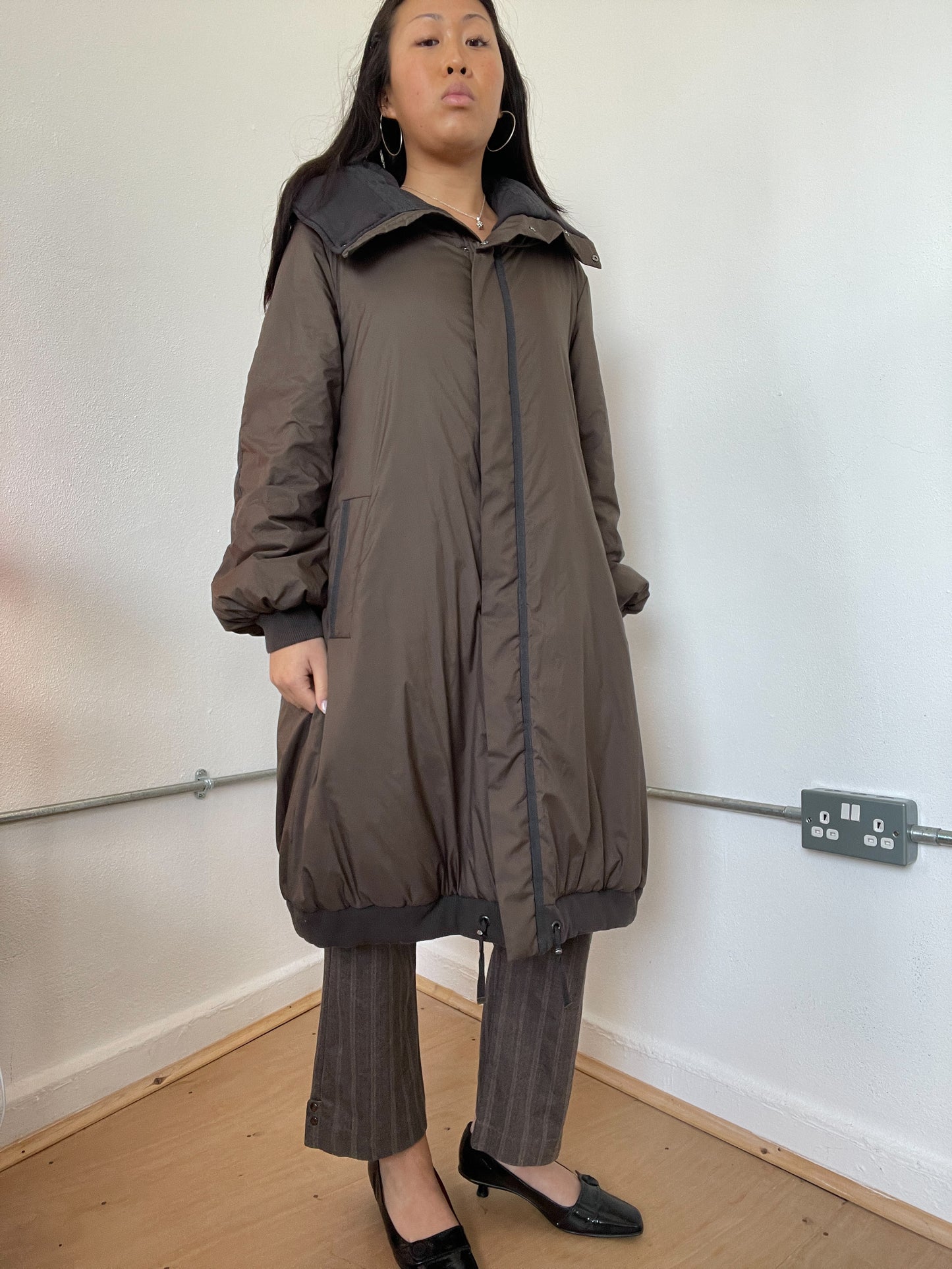 Brown A-Line Balloon Cop Copine Coat