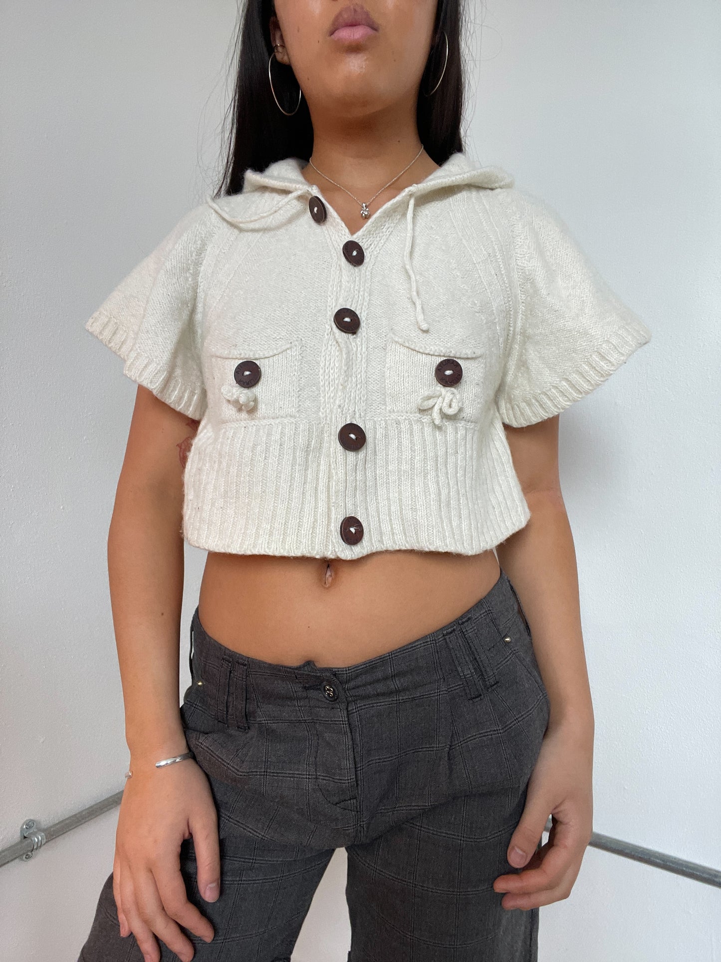 Light Cream Knitted Swing knit Top
