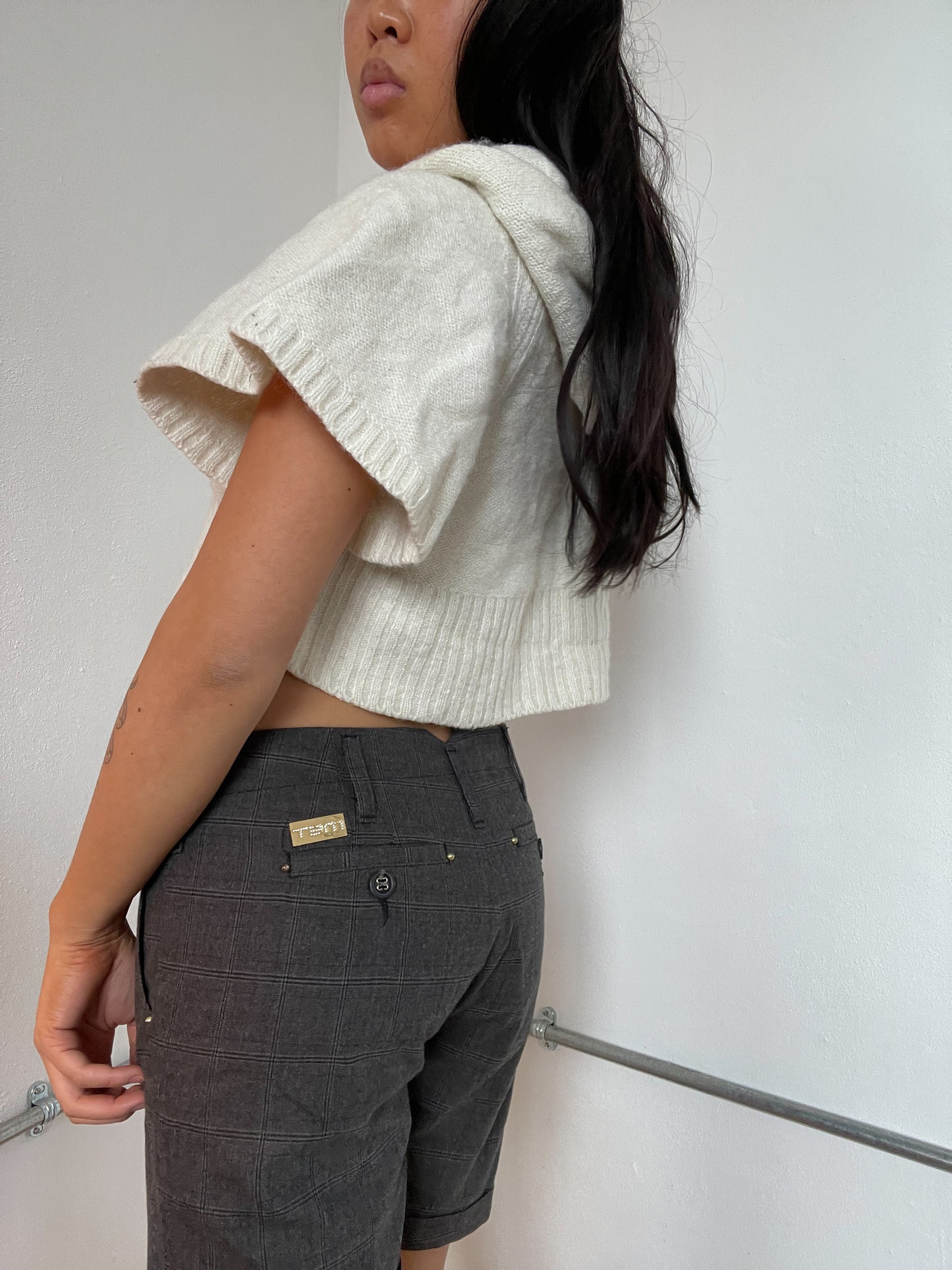 Light Cream Knitted Swing knit Top