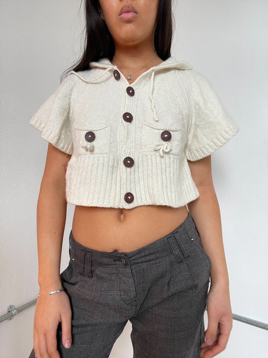 Light Cream Knitted Swing knit Top