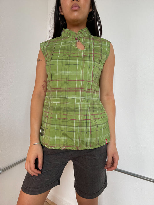 Green Patterned Tartan Vest Top