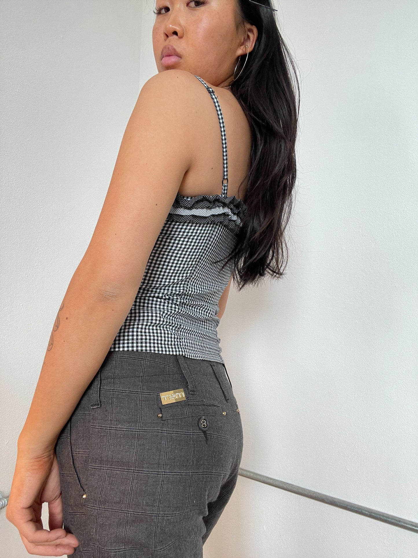 Black And White Checkered Corset Top