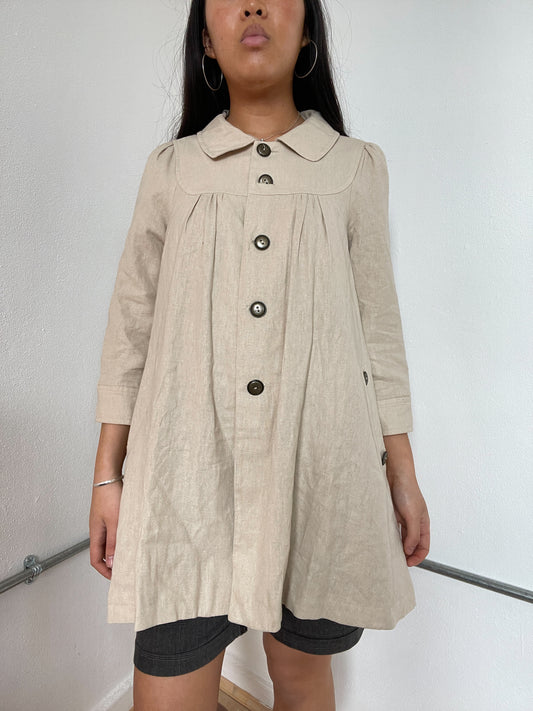 Light Cream Collared linen swing jacket