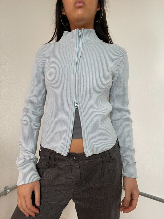 Baby Blue Ribbed Knit Jumper