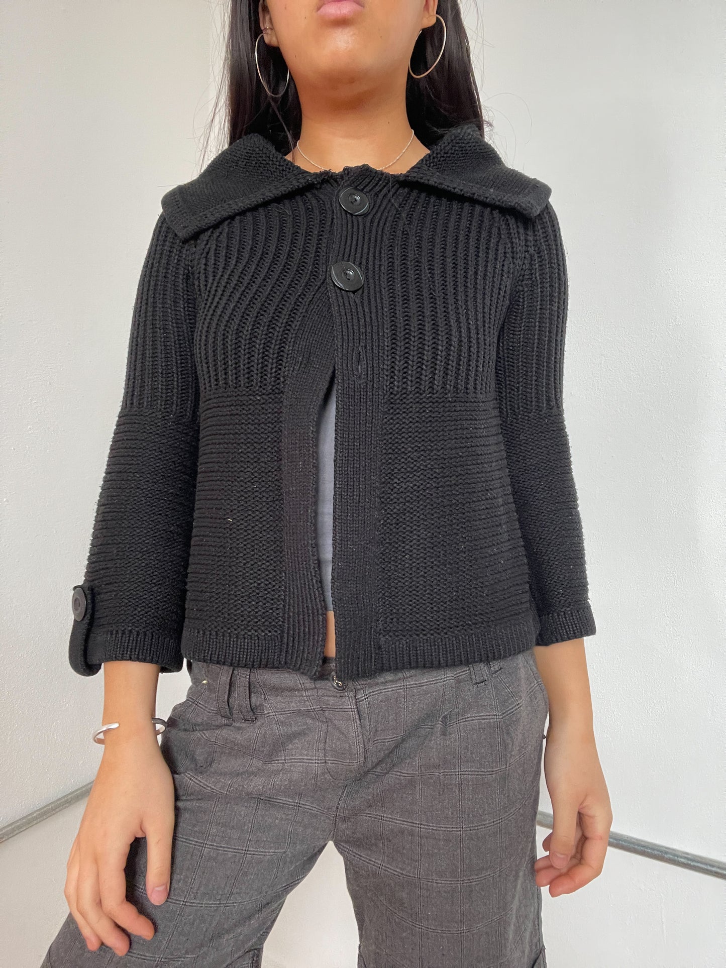 Black Knitted Swing Cardigan