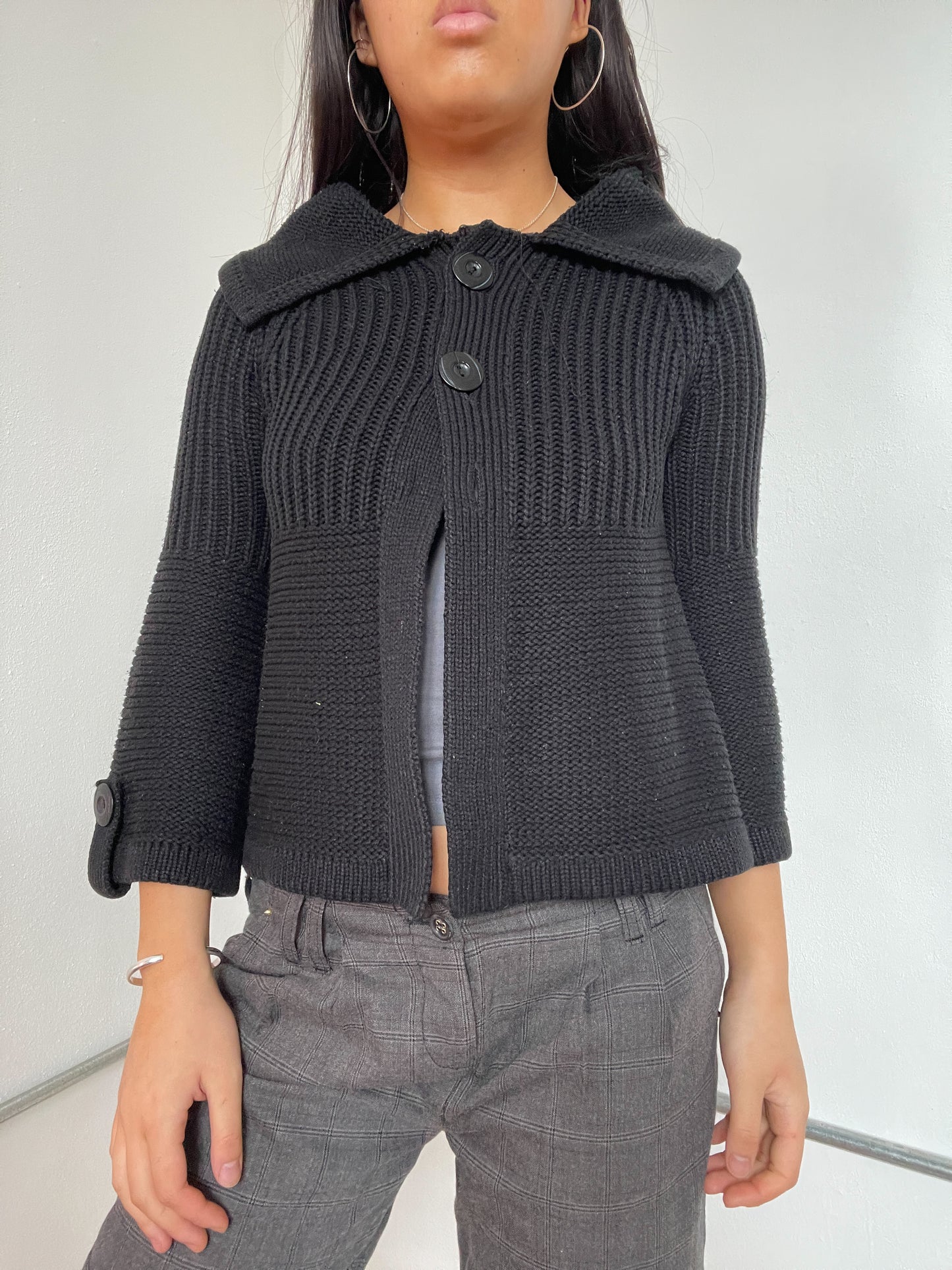 Black Knitted Swing Cardigan