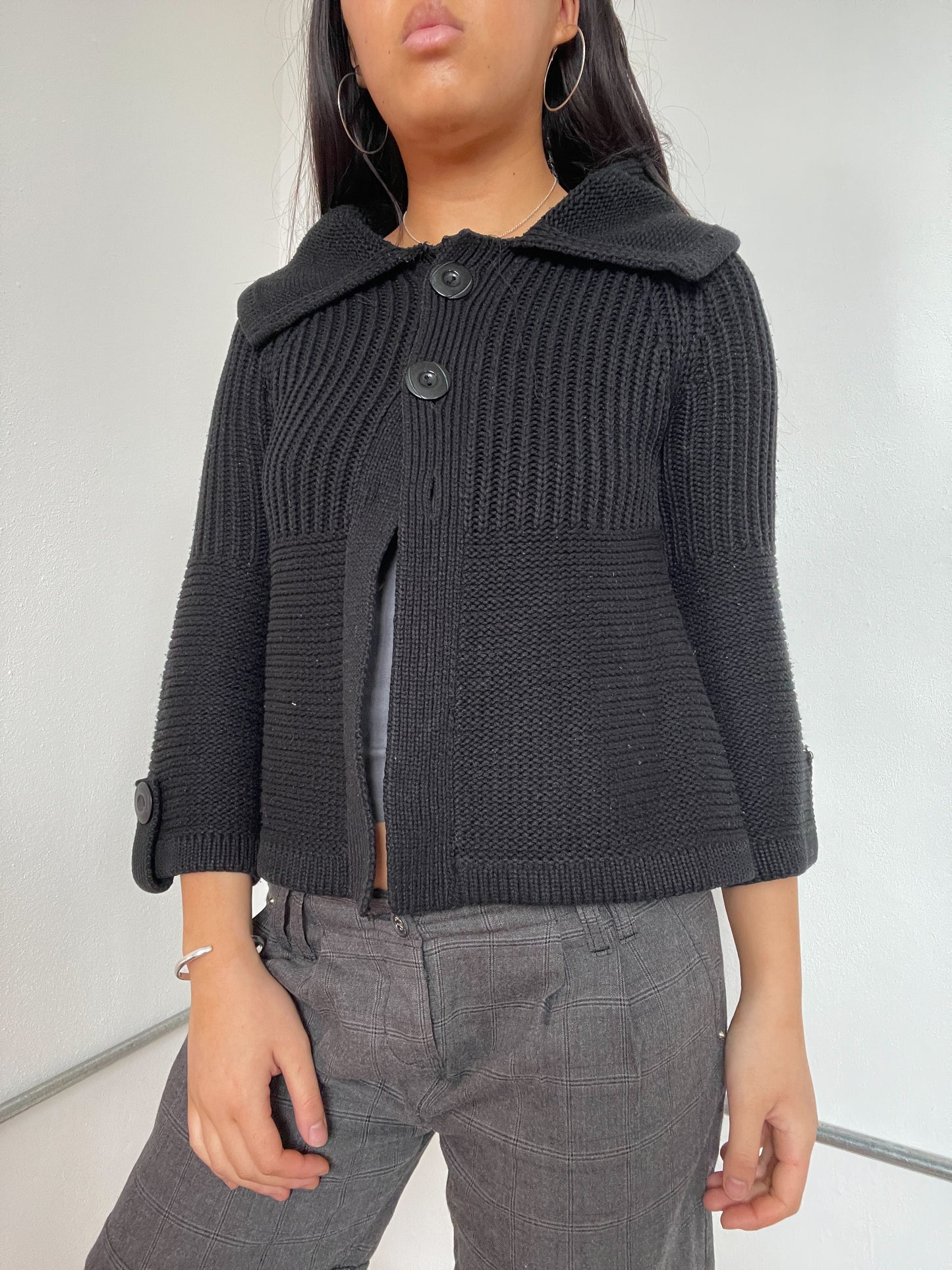 Black Knitted Swing Cardigan