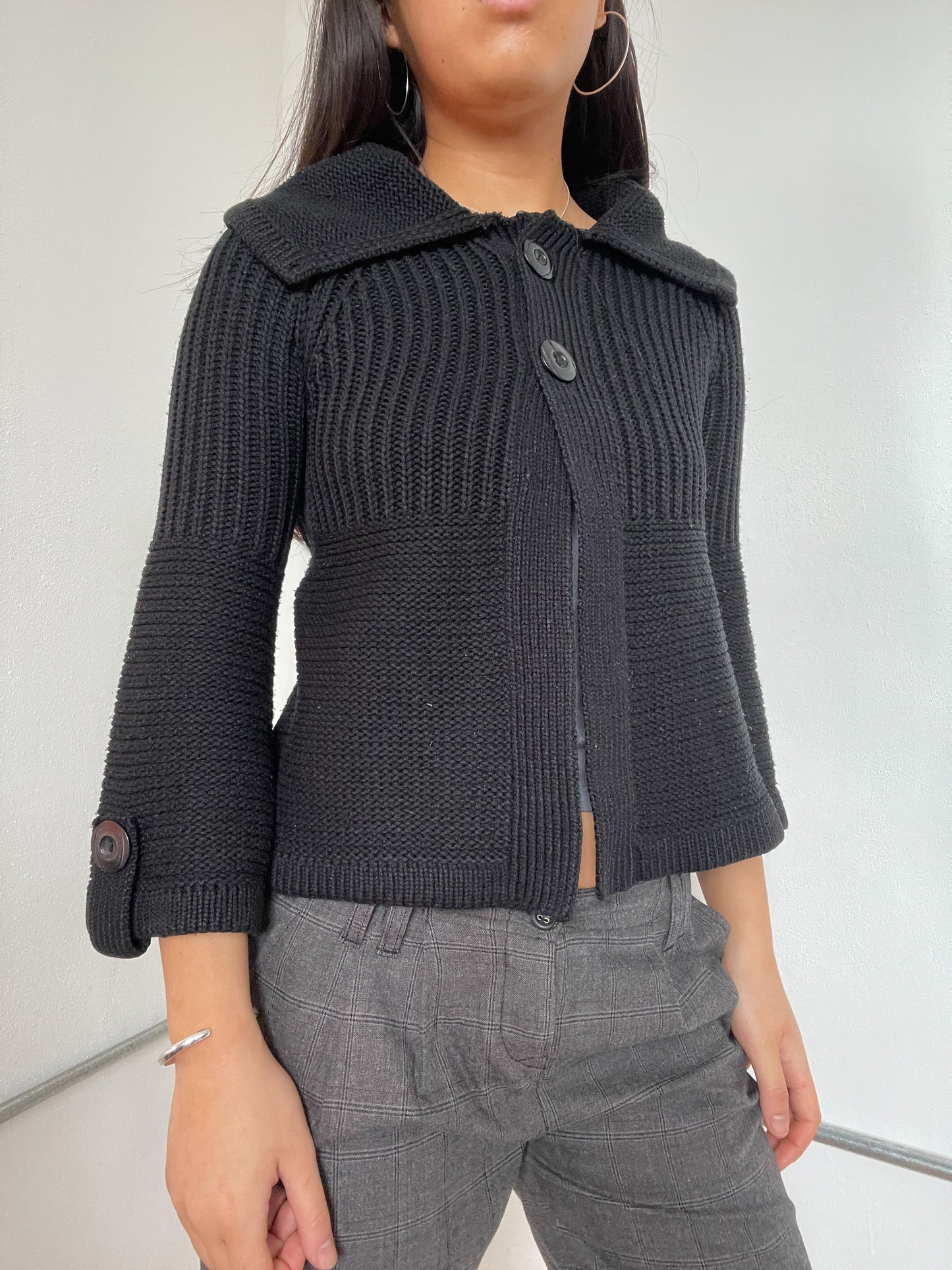 Black Knitted Swing Cardigan