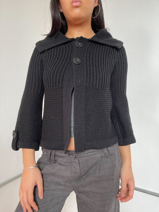 Black Knitted Swing Cardigan