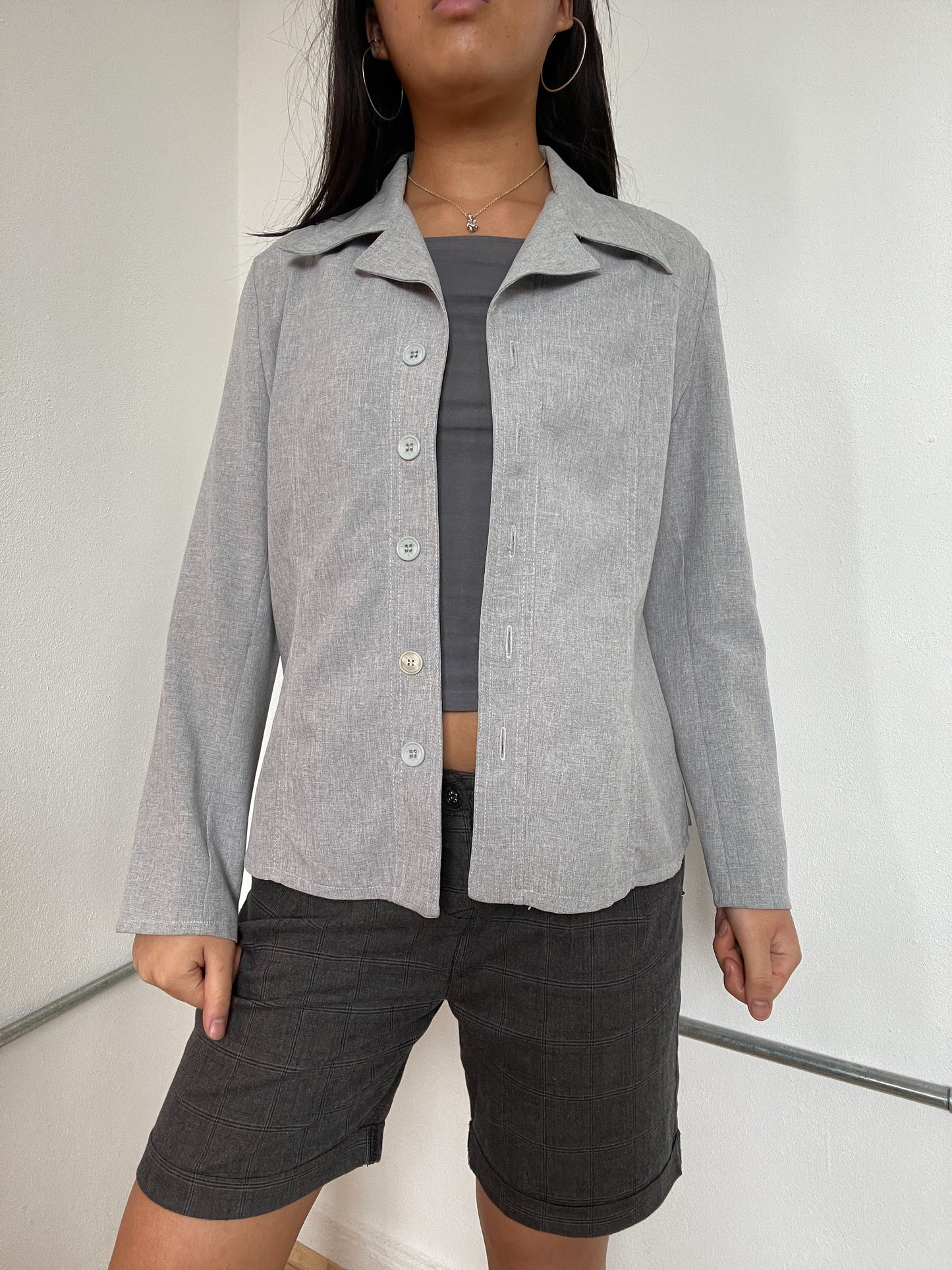 Grey Collared blazer Jacket