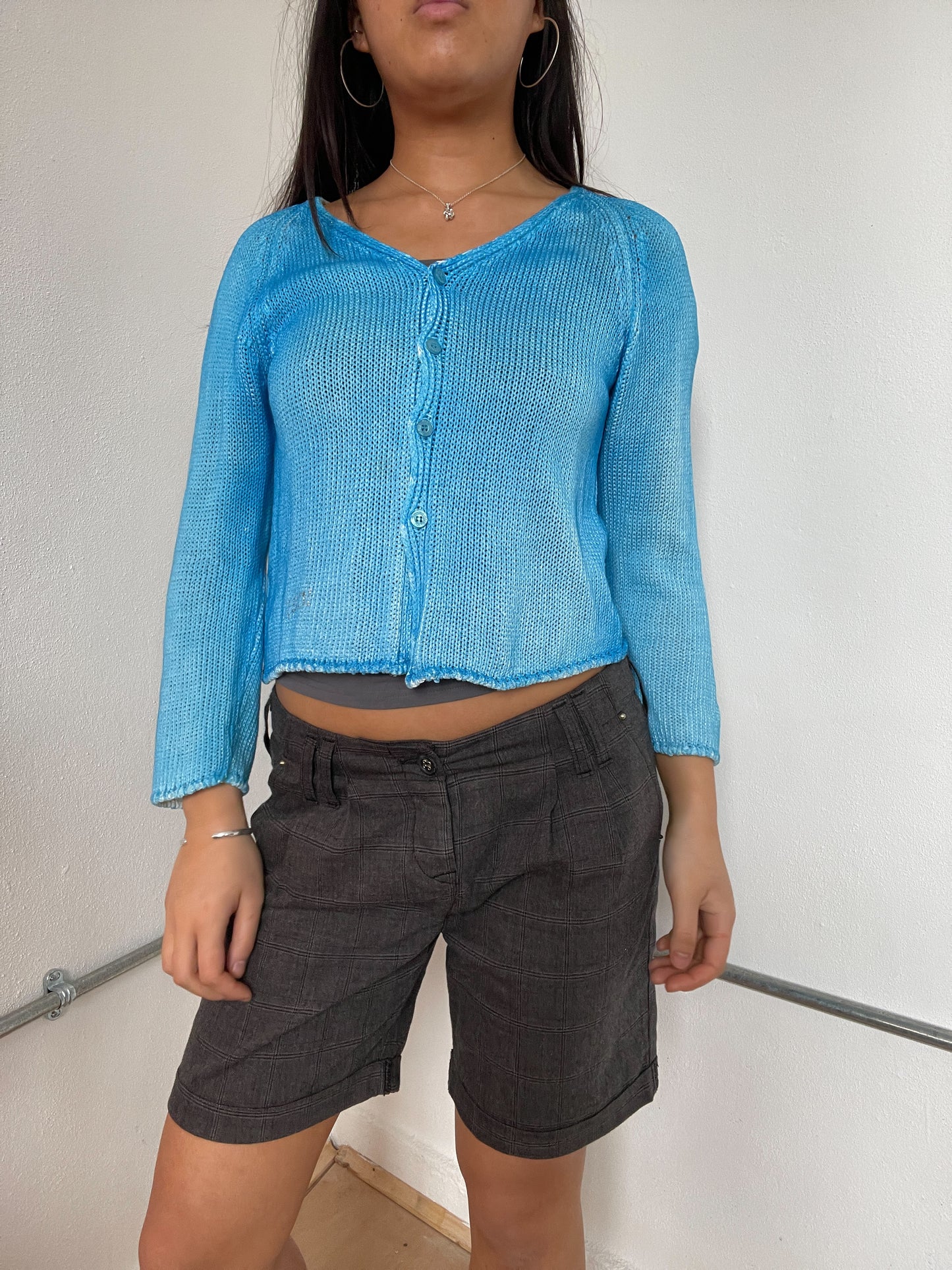 Vibrant Blue Knitted Button Up knit