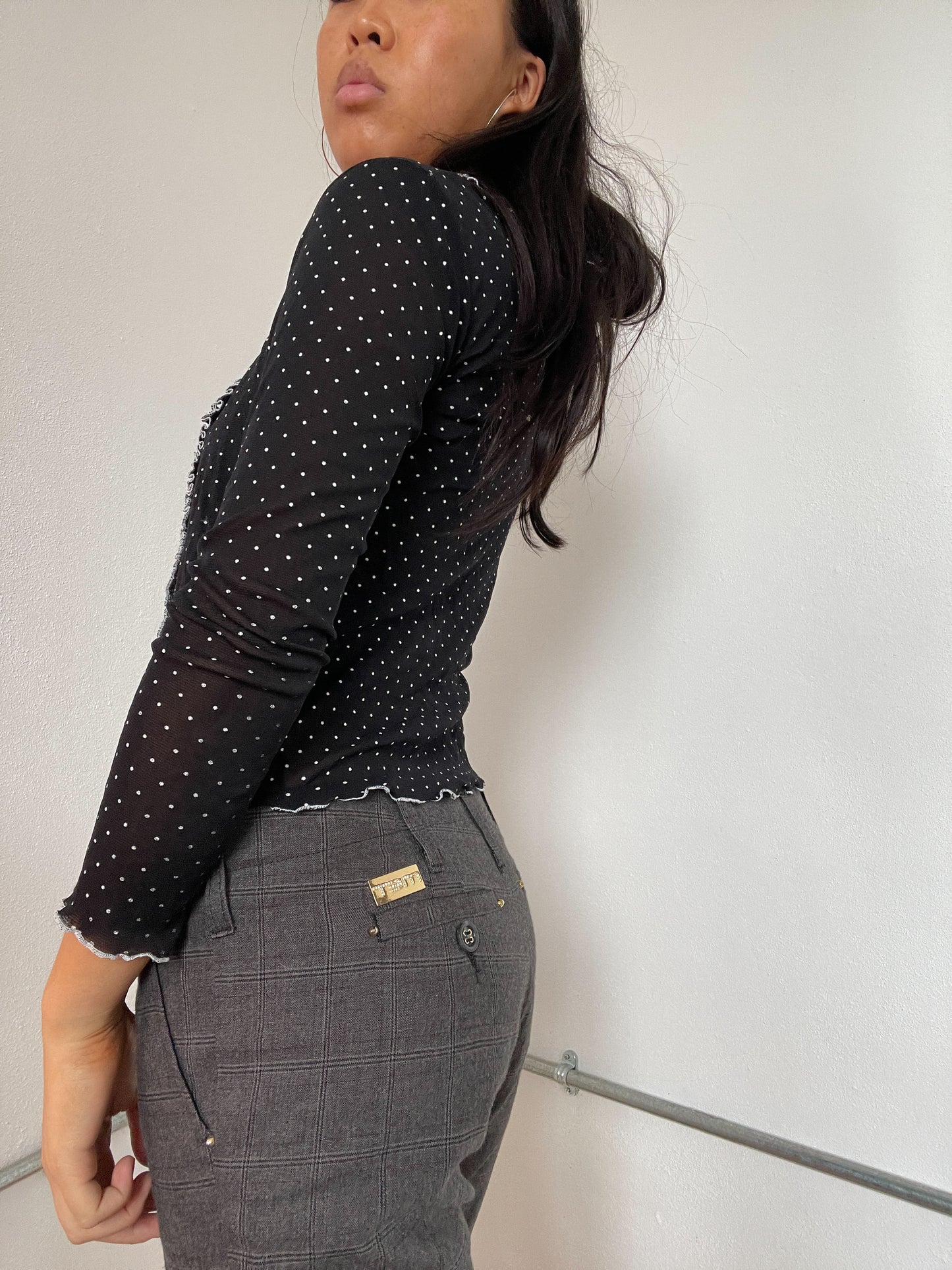 Black Dotted Mesh Cardigan