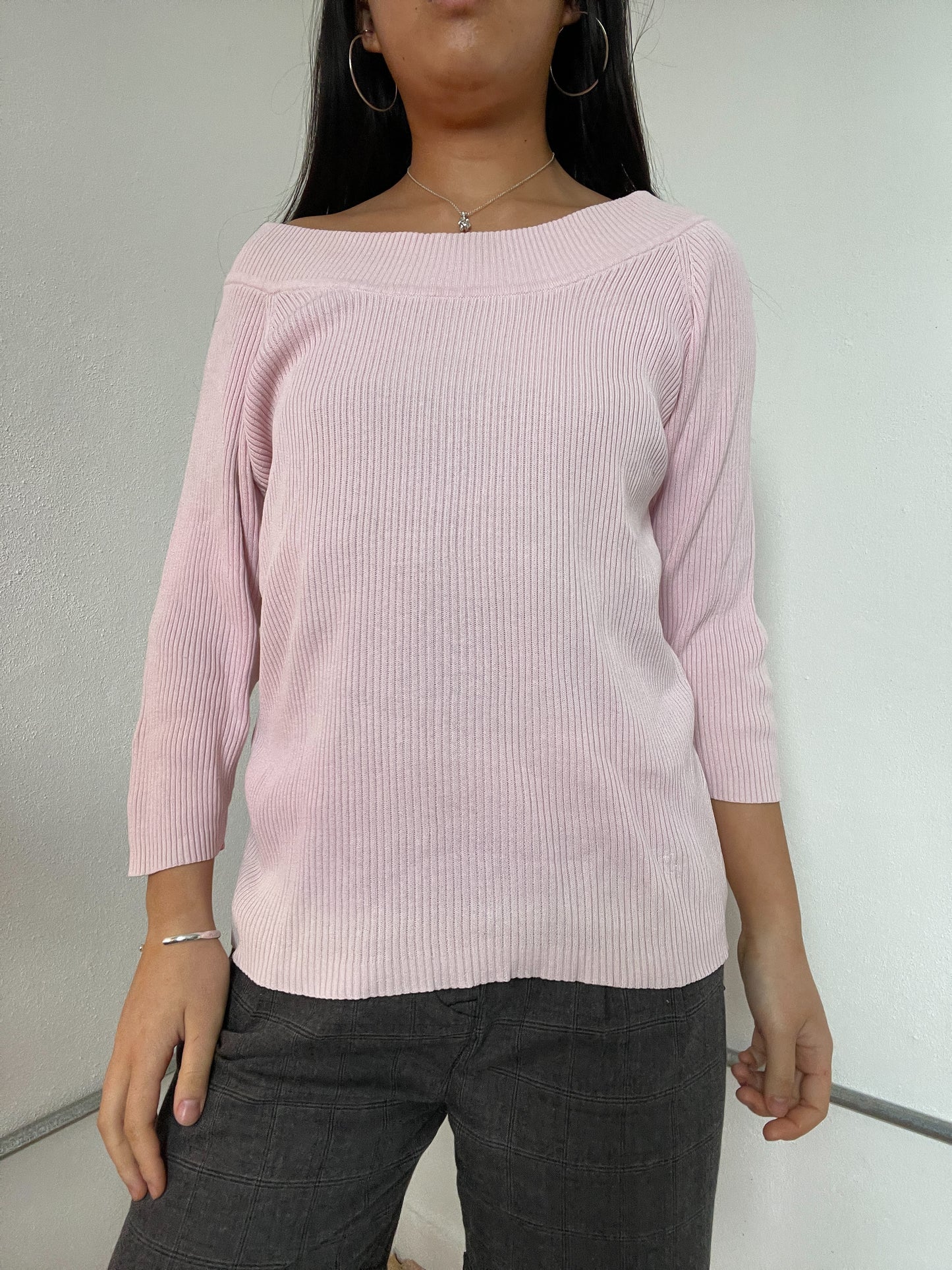 Baby Pink Asymmetric Knit jumper