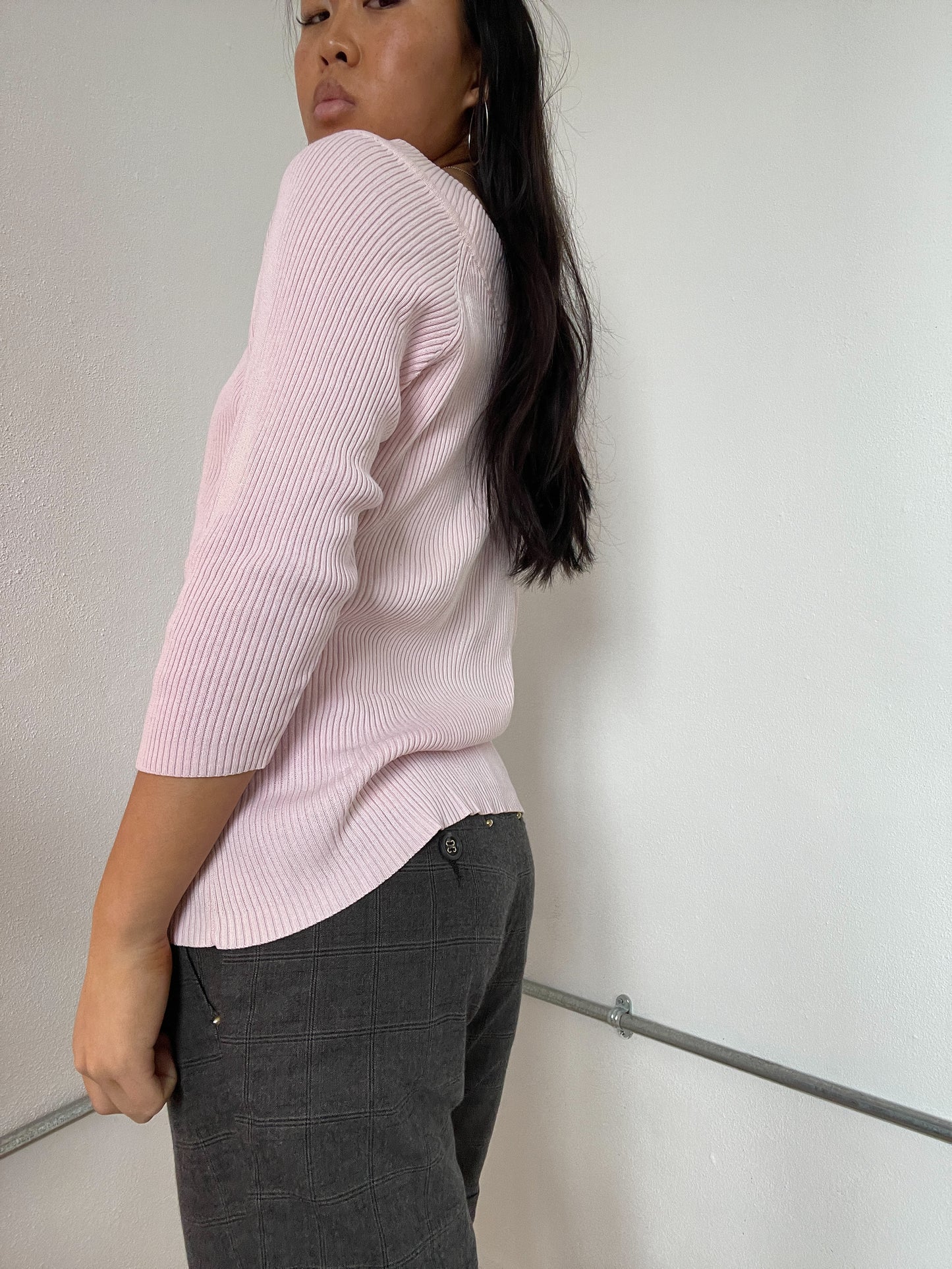 Baby Pink Asymmetric Knit jumper