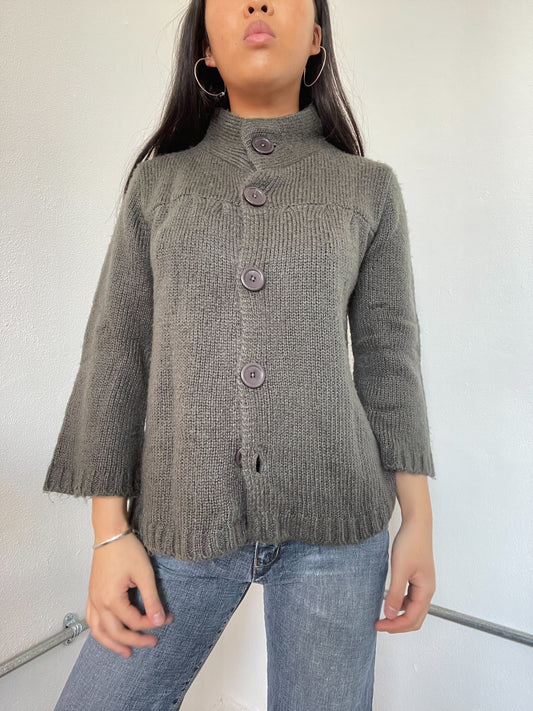 Grey Knitted Cardigan Jumper
