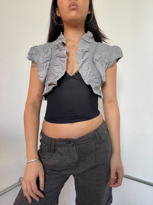 Grey Short Sleeve Puffy Bolero