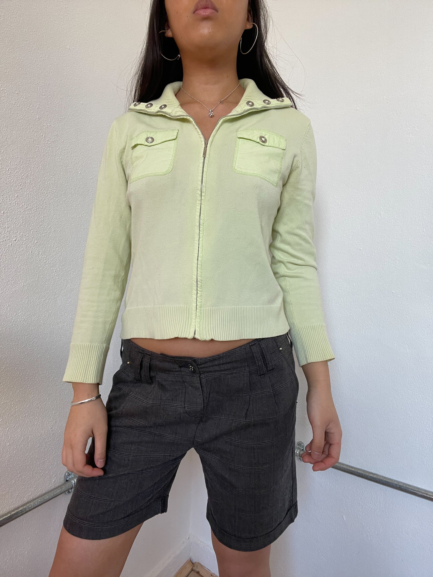 Light Green Knitted zip up jumper