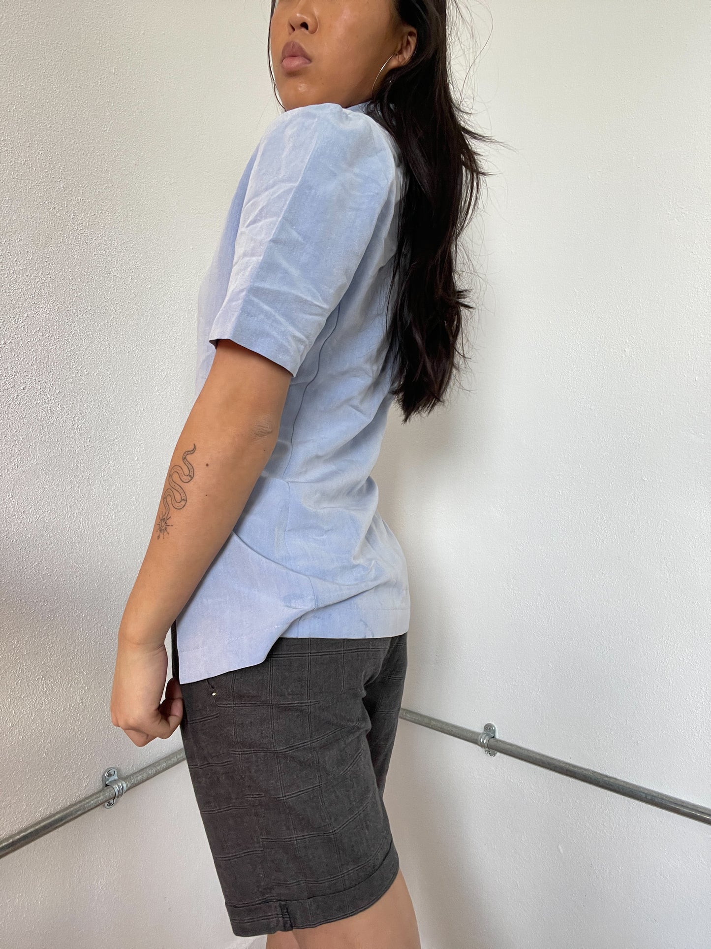Blue Short Sleeve Collared Shirt