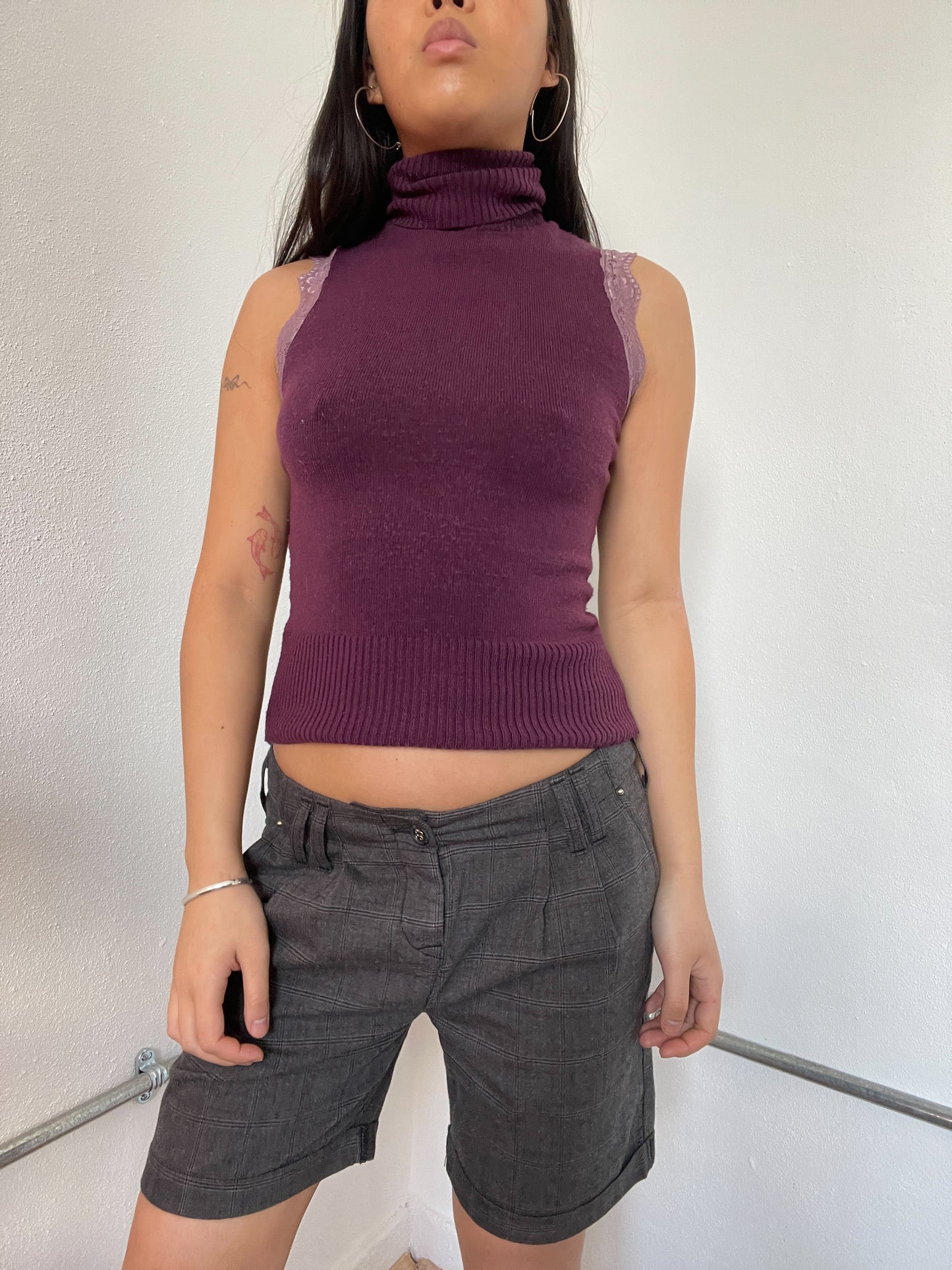 Plum Purple Knitted Turtleneck Top