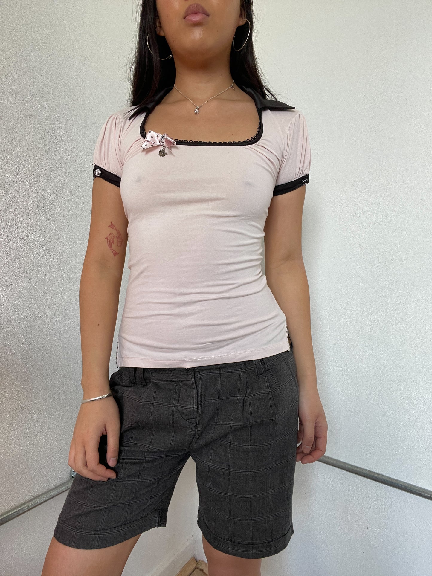 Baby Pink Square Neck Top