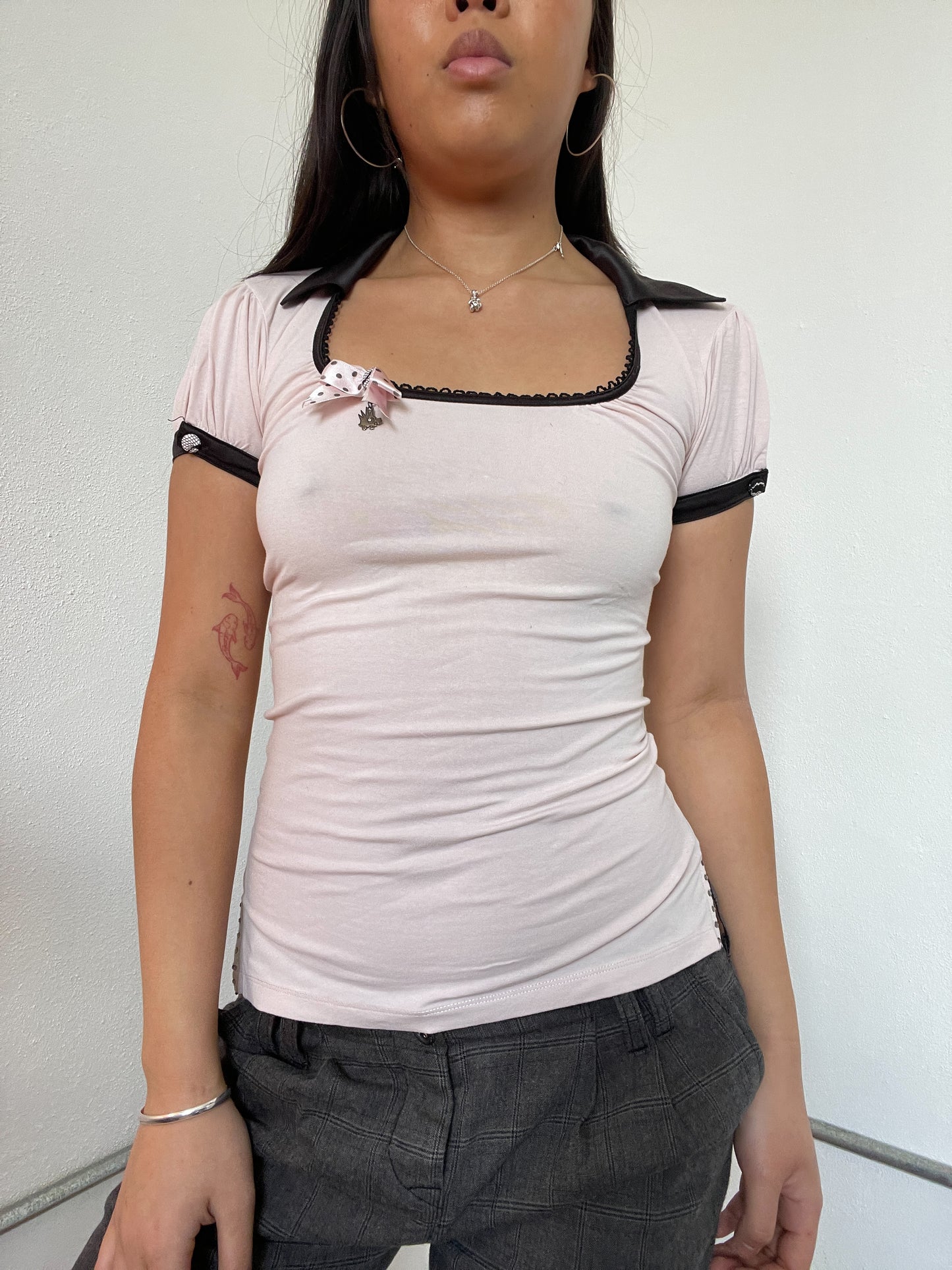 Baby Pink Square Neck Top